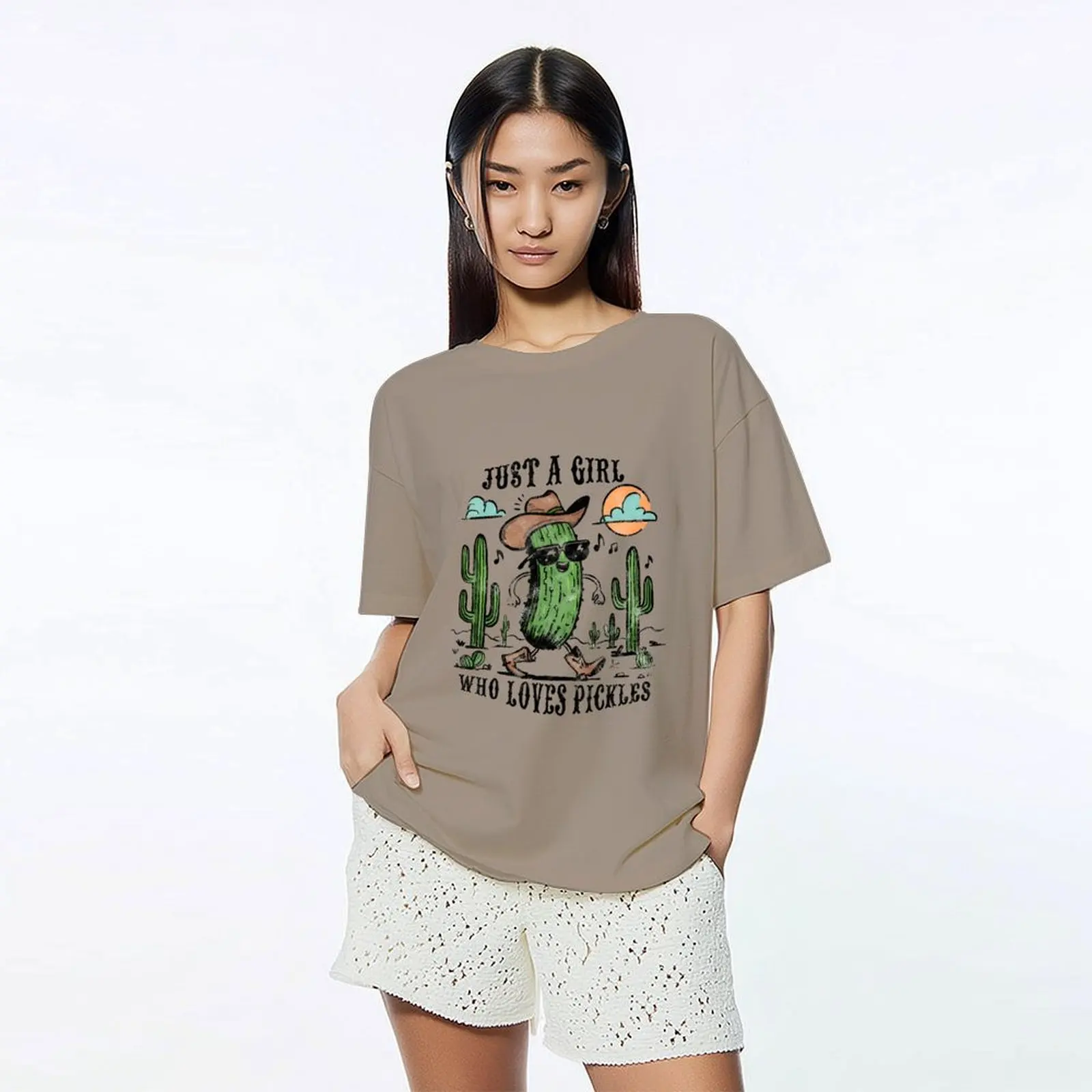 

Women's Vintage Tropical Rainforest Plant Cartoon Print Casual Short-Sleeved T-Shirt Top For Summer Spring Tops Korean Y2K New