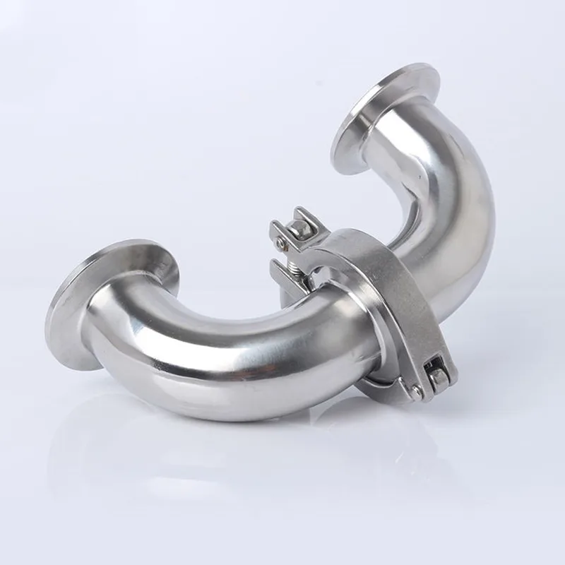 

304 Stainless Steel Elbow Sanitary Fitting 19mm 25mm 32mm 38mm 45mm 51mm 57mm 63mm Pipe OD Feerule + Tri Clamp + Silicon Gasket