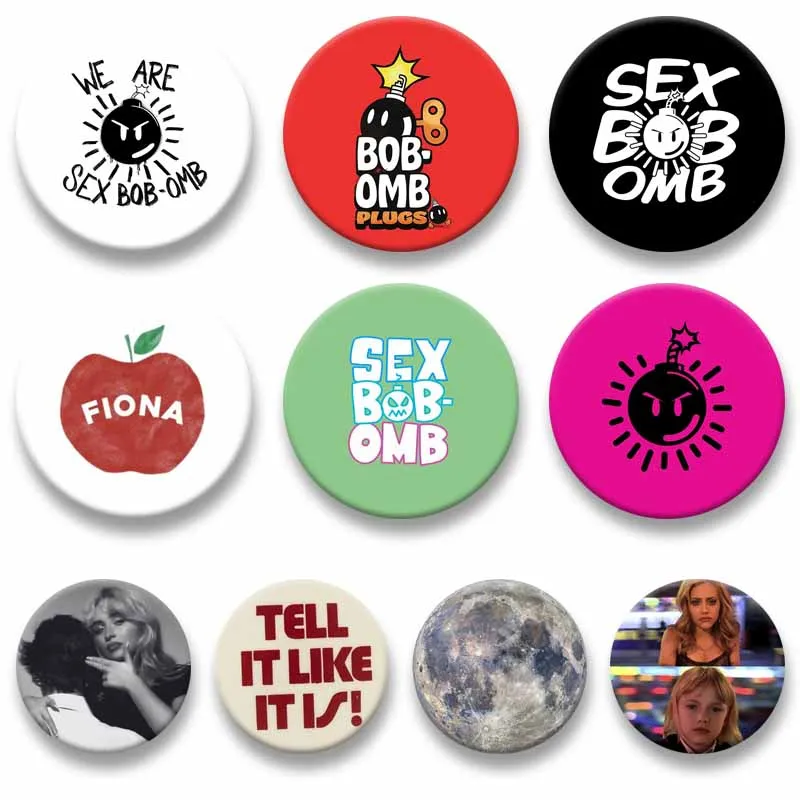 Funny Sex Bob Omb Text Pin Backpacks Clothes Brooches Round Snap-in Cartoon Brooch Fashion Jewelry Accessories Gifts for Friends