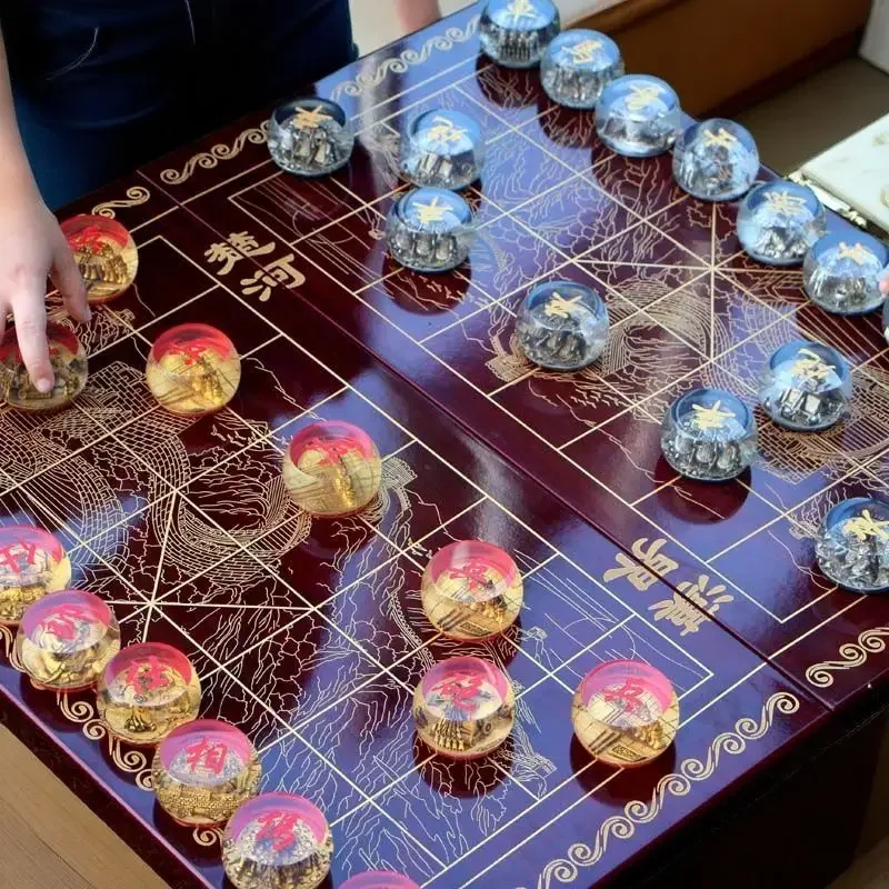 Large crystal chess transparent 3d three-dimensional high-end chess, technology-sensitive set chessboard