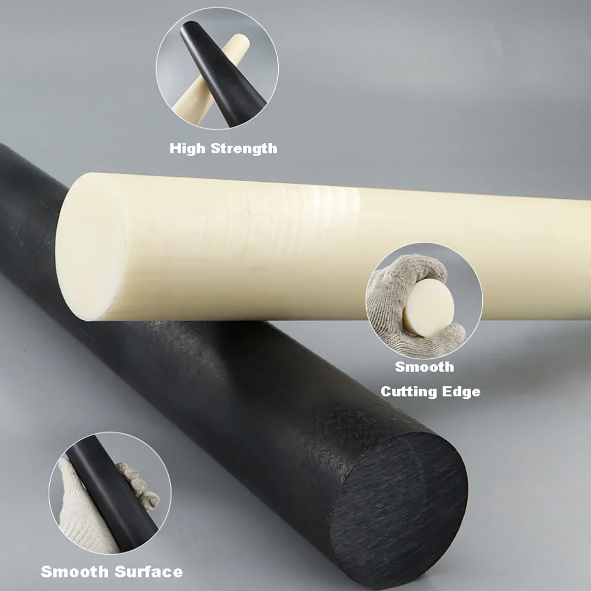 ABS Rod Balck and Beige Machinable Plastic Round Bar CNC Machinable Dia 2/3/4/5/6/8/10/12/15/20/25/30/35/40mm