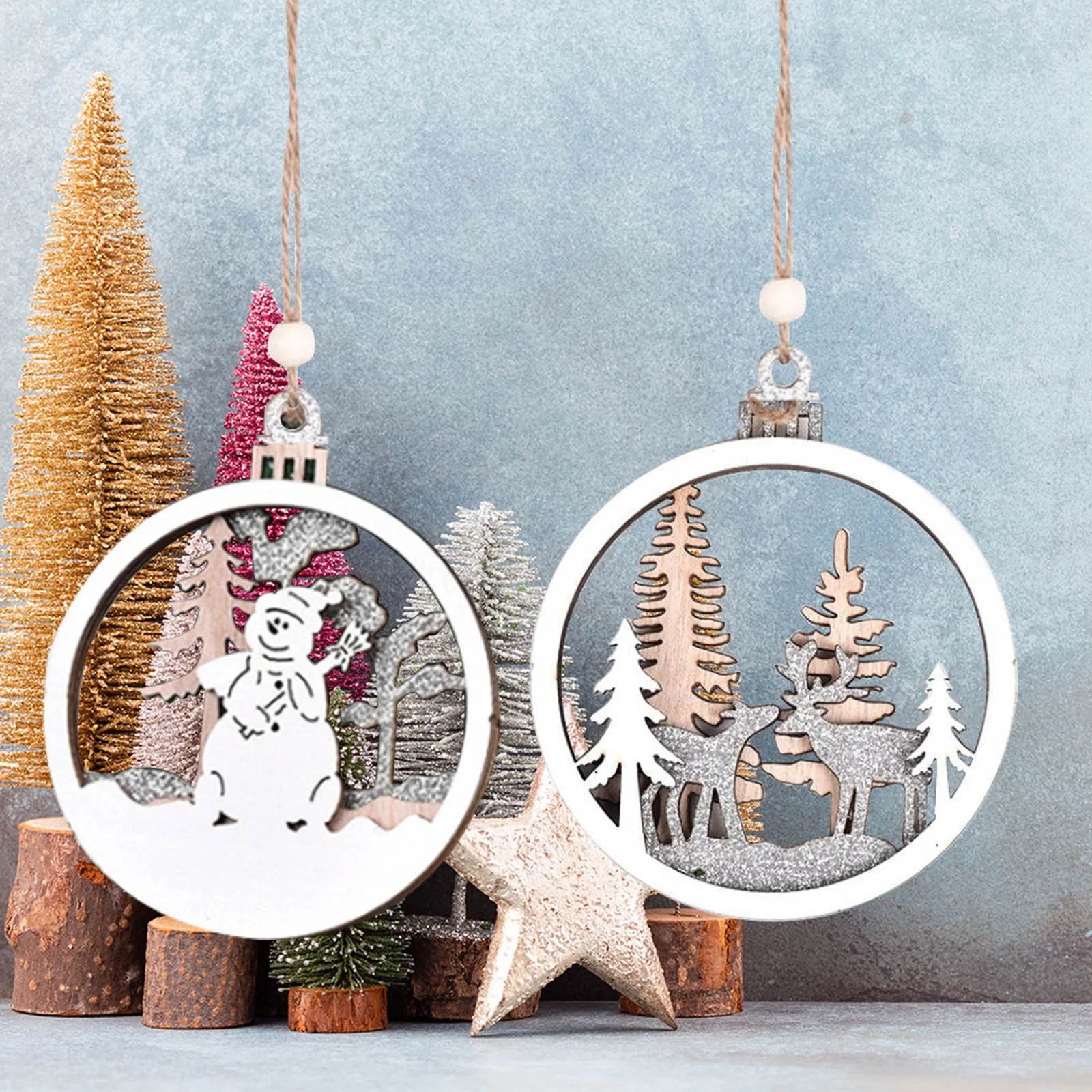 Christmas Accessories Chritmas Decoration Set Of 6 Ornaments For Christmas Tree Wooden Ornaments Navidad Liquidaciones Ofertas