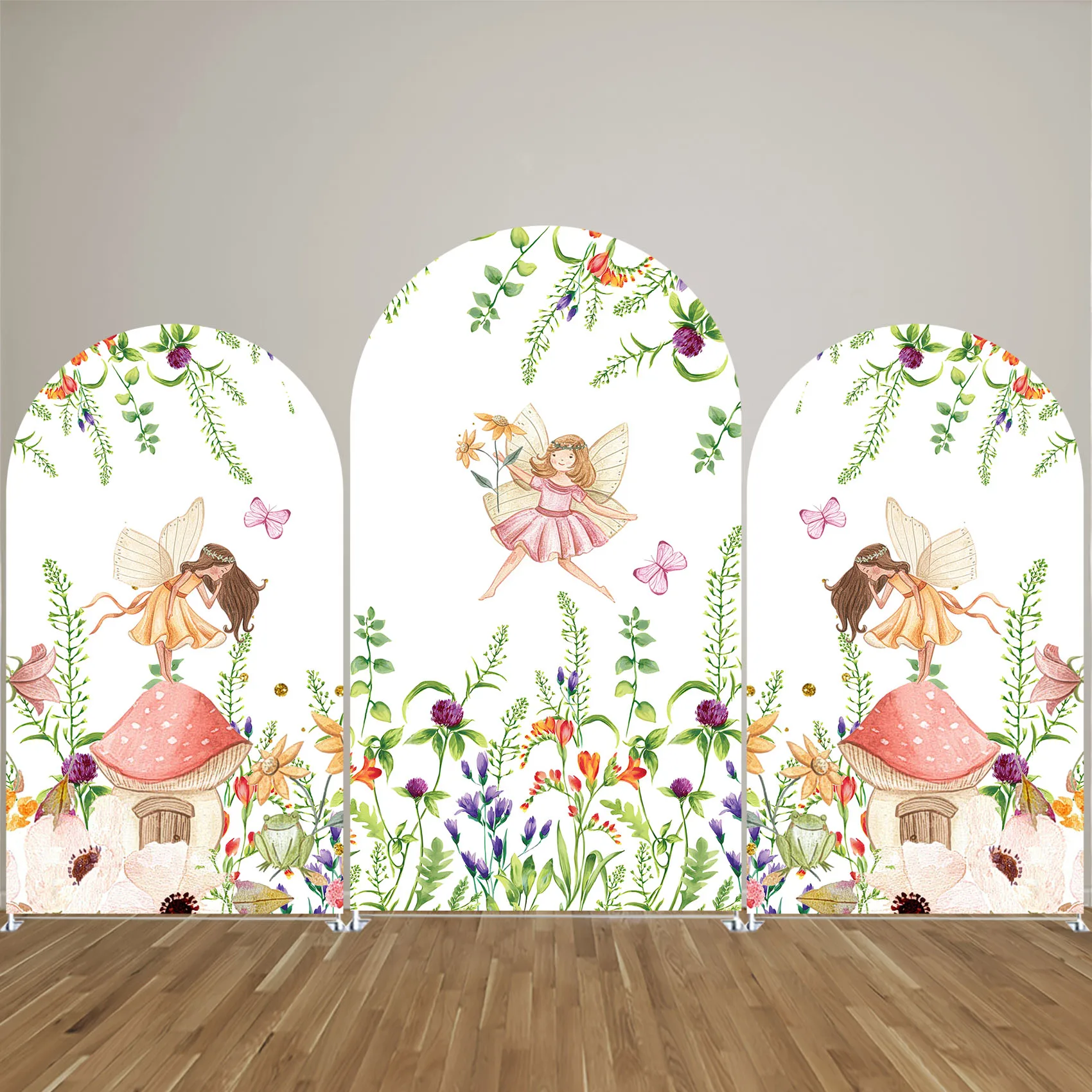 Butterfly Fairy Princess Birthday Party Decoration Arched Backdrop Covers Spring Flower Arch Stand Cover Baby Shower Decor Props