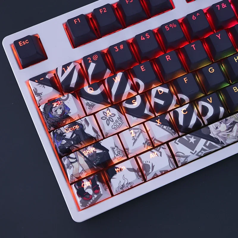 Mulberry 108 Keycaps Arknights Game PBT DYE Sublimation Light Transmitting Cherry Switch Cross Key Cover Mechanical Keyboard