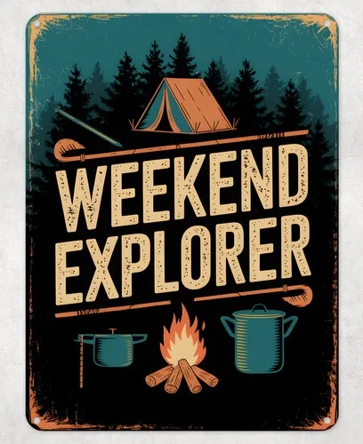 Weekend Explorer Camping Metal Poster Wall Tin Sign Man Cave Shed Home Plaque --Tin Sign