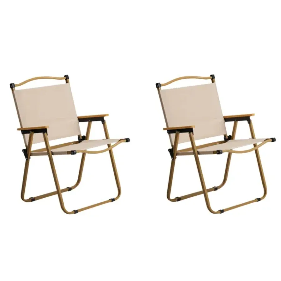 

2 Pack Folding Camping Chair Lightweight Portable Outdoor Beach Armchairs for Backyard Festivals Fishing Picnic Hiking Khaki