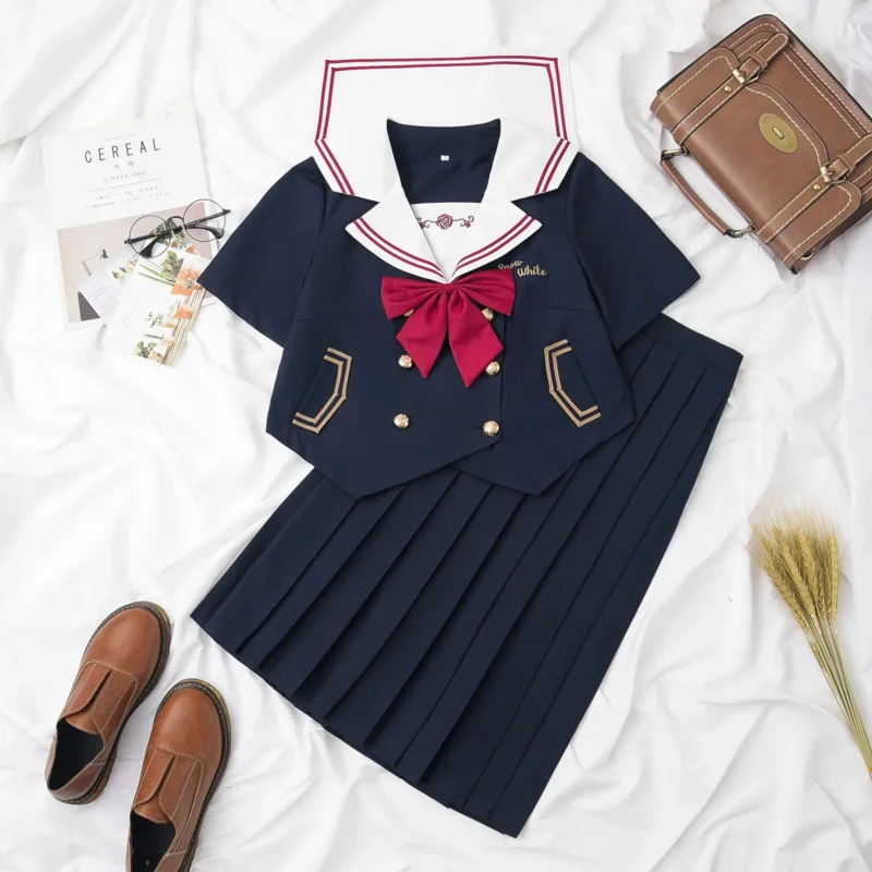 2022 Uniformi scolastiche giapponesi Stile Studente Ragazze Costume Donna Sexy JK Vestito Camicetta da marinaio Gonna a pieghe Set S-2XL