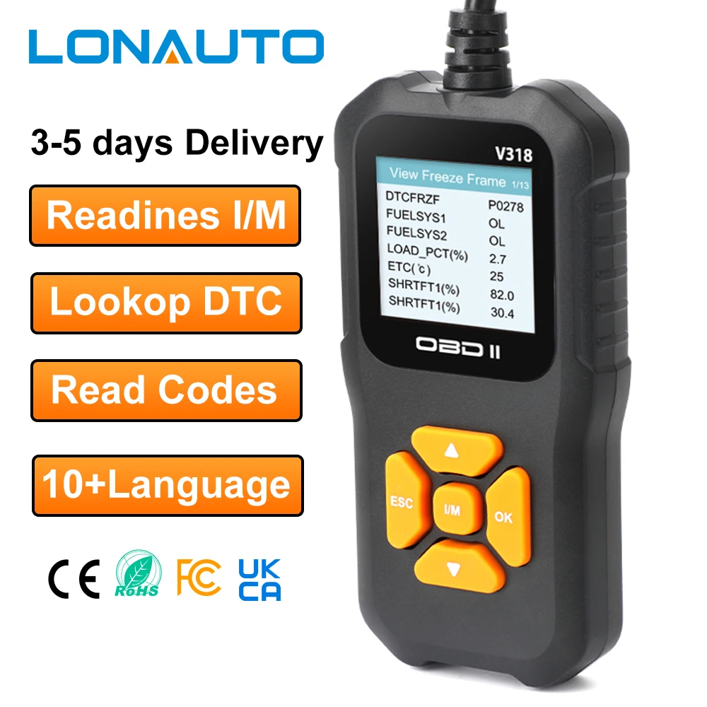 Highly Functional V318 Plug-and-play Code Reader Full Function OBD 2 Scanning Tool Multi-language Auto Scan Tool Car Scanner