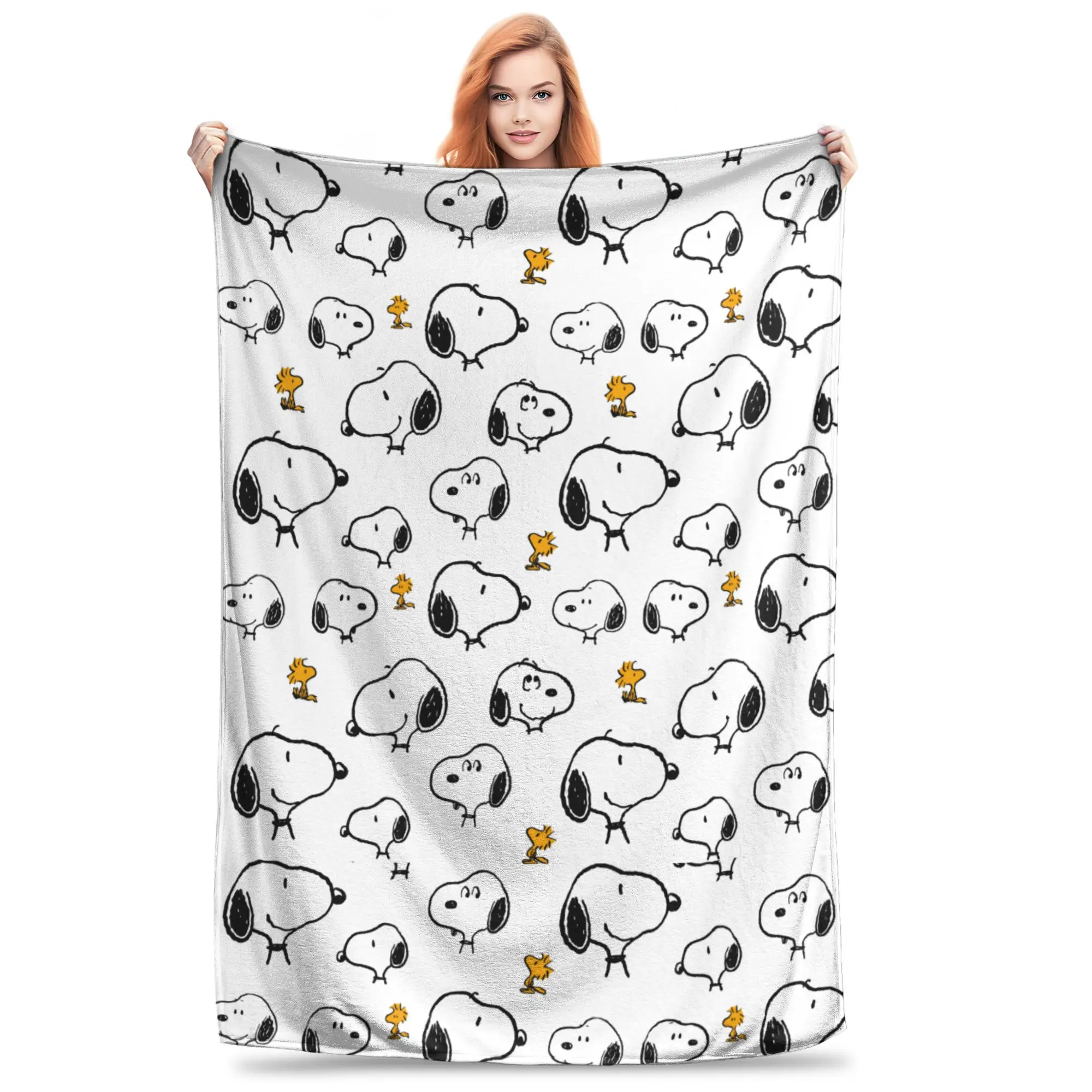 

Snoopys & Woodstock Pattern Blankets Flannel All Season Breathable Super Warm Throw Blankets for Bed Travel Bedspread