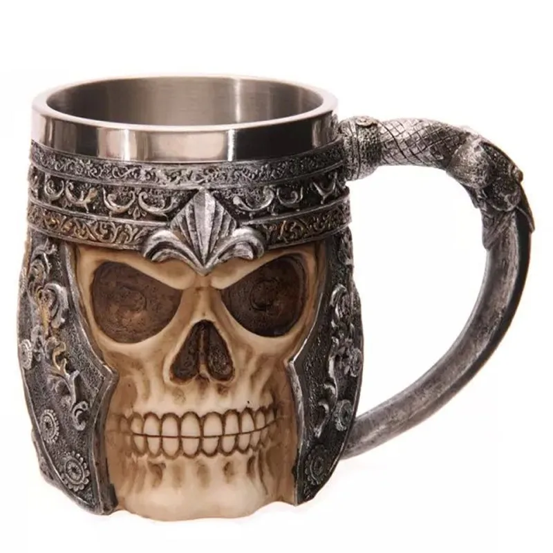 Stainless Steel Roman Helmet Skull & Bones Coffee Mug Beer Stein Tankard  Tea Cup  Drinkware