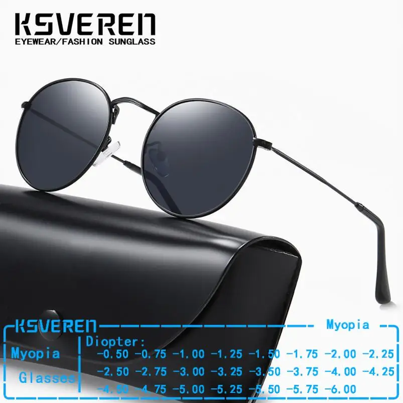 Metal Oval Sunglasses For Men Women Finished Prescription Myopia Eyewear Negative Diopter Outdoor Driving Shade Sun Glasses