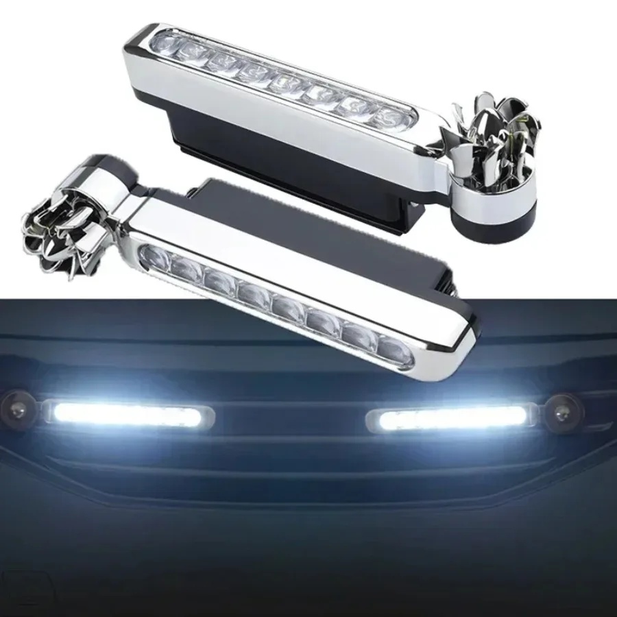 

2Pcs Wind Powered Car LED DayTime Running Lights Creative Auxiliary Lighting Rotation Fan Lamp Automobile Day Time Headlights