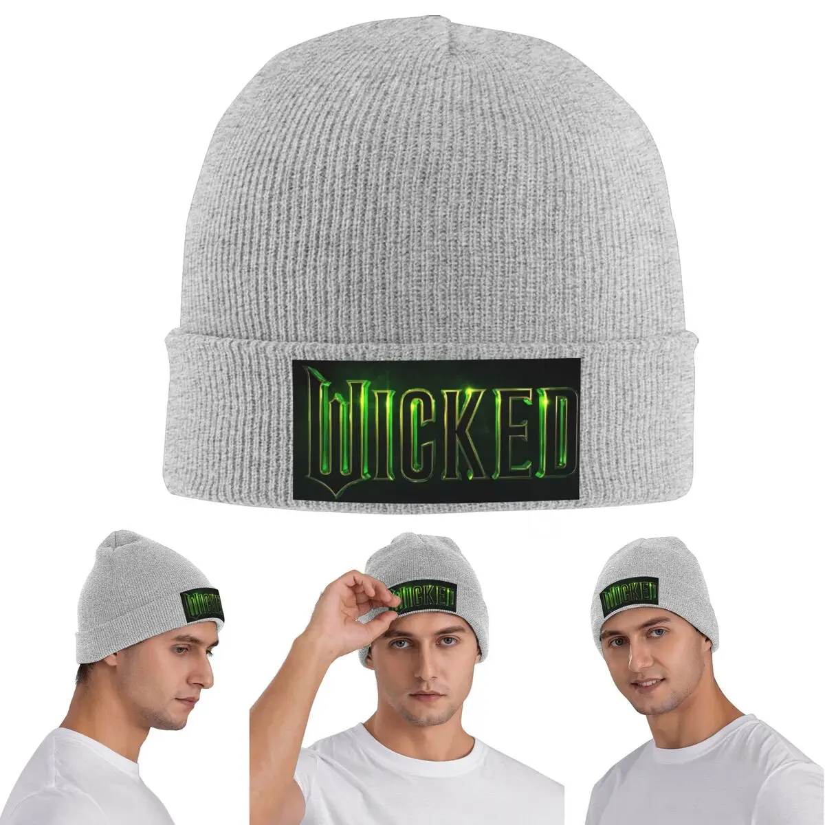 

Теплая вязаная шапка Wicked Movie Elphaba And Glinda, зимняя вязаная шапка с капюшоном, шапочки Skullies, шапки в стиле хип-хоп для унисекс