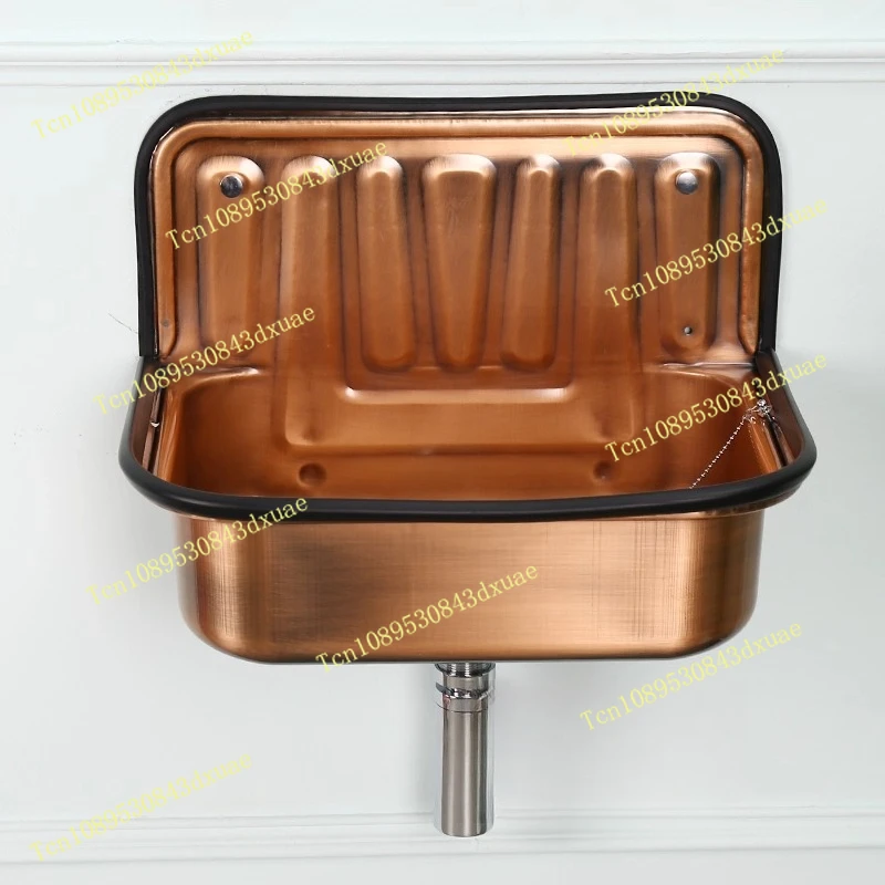 European Style Wash Basin Vintage Red Copper Plated Nostalgic Hanging Basin Bathroom Sink Model Room Wash Face