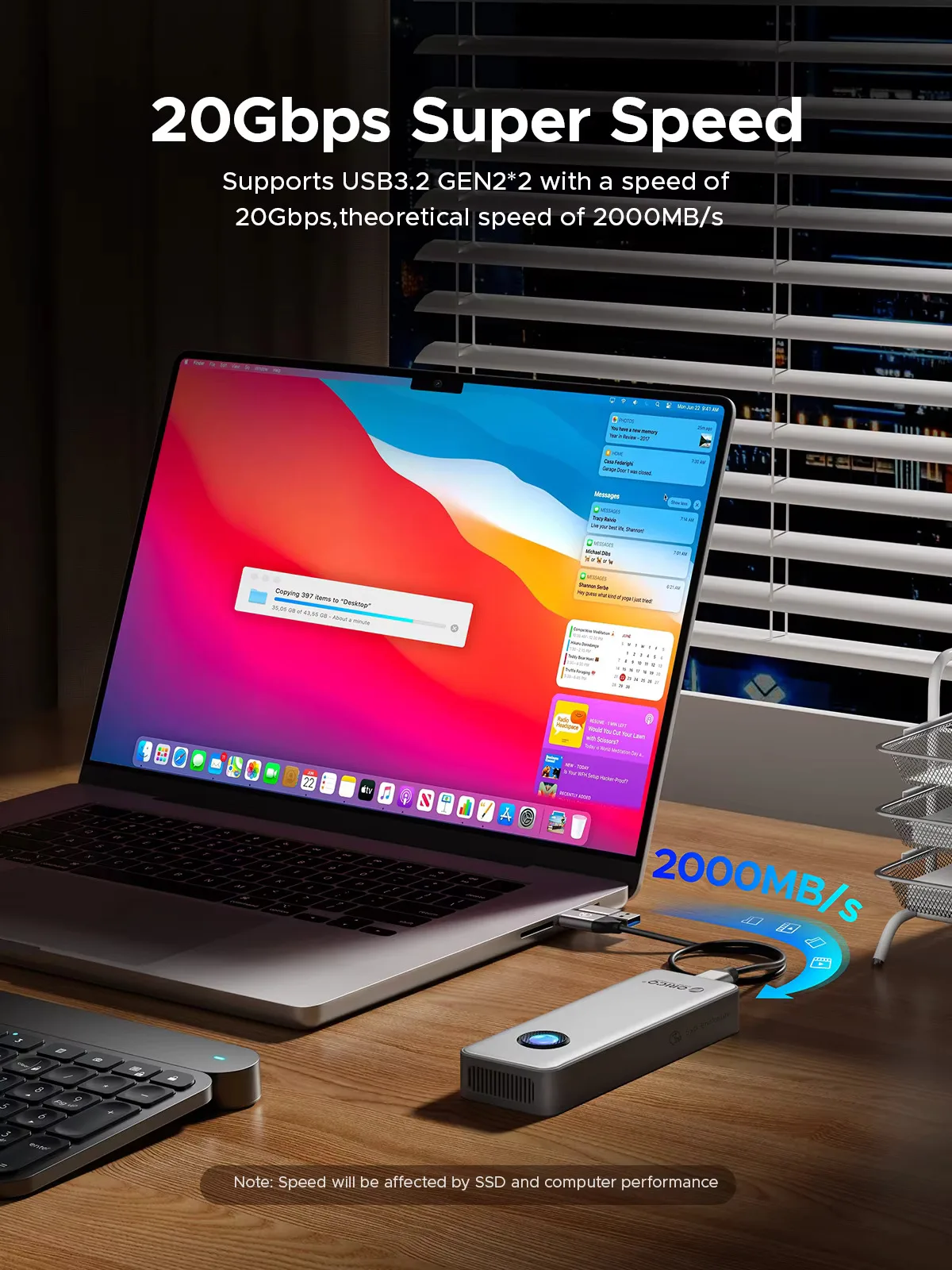 Корпус ORICO RGB 40V20Gbps NVME 8 ТБ с охлаждающим вентилятором USB 3.2 Gen 2 x 2 PCIE NVME Adapter Tool Free RGB для PCIe M Key