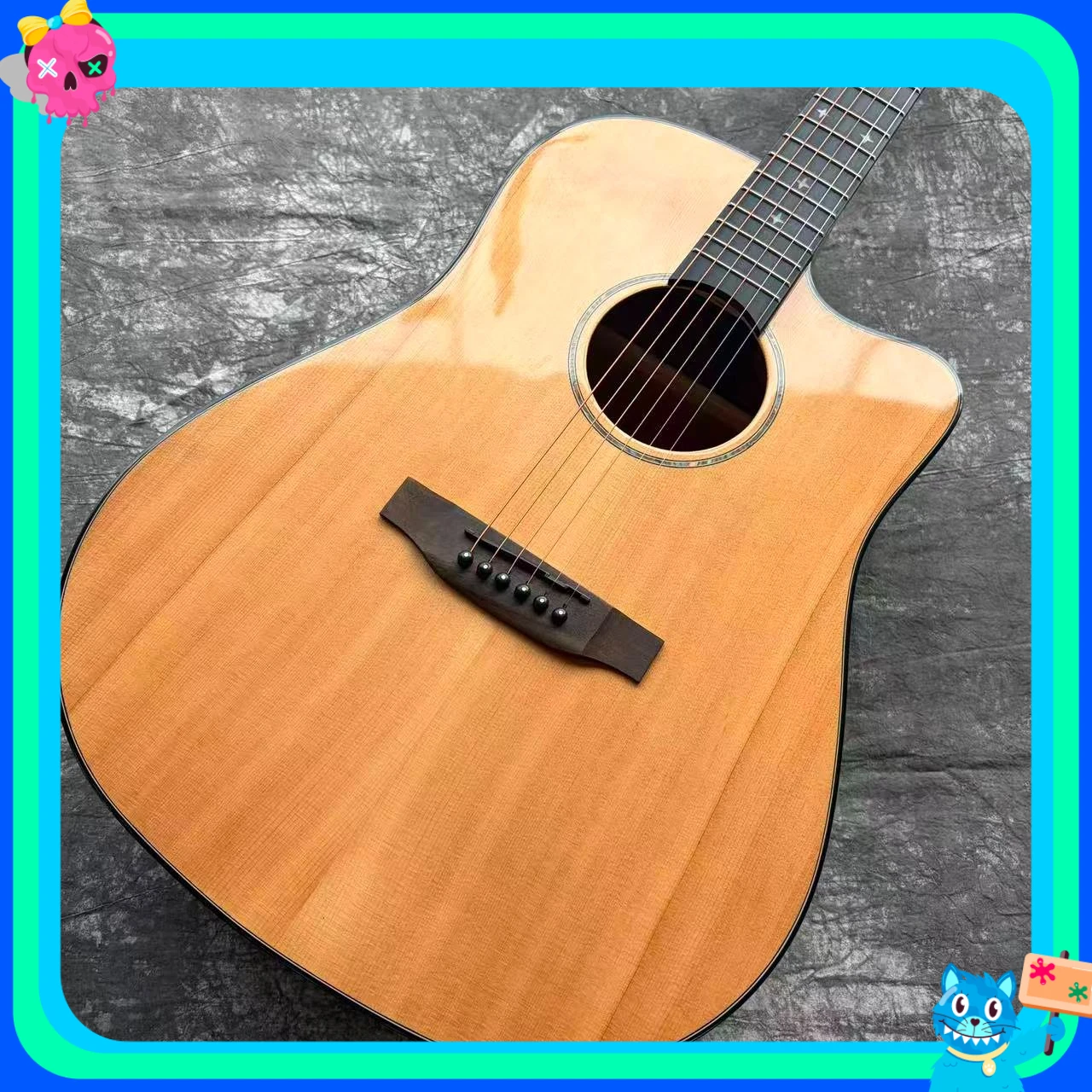 Acoustic Guitar Wooden Horn Missing D Bucket  Maya 33 Inch Walnut Side Panel Spruce Solid Top Free Shipping