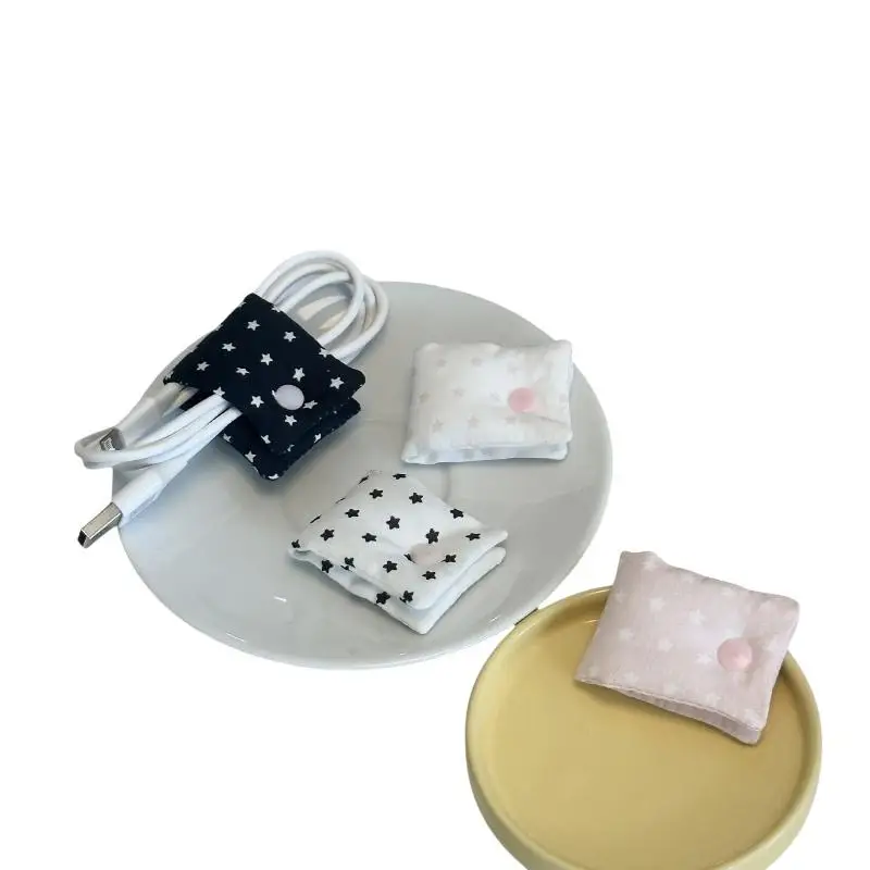 INS Style Star Cable Buckle - Cute Fabric Data Wire Organizer For Portable Headphone & Charging Cable Storage