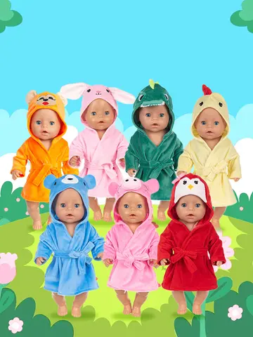 Doll Clothes Bathrobe Set Pajamas For 18Inch/45Cm American Doll Girls New Reborn Baby Doll Accessories Sleep Wear Birthday Gifts