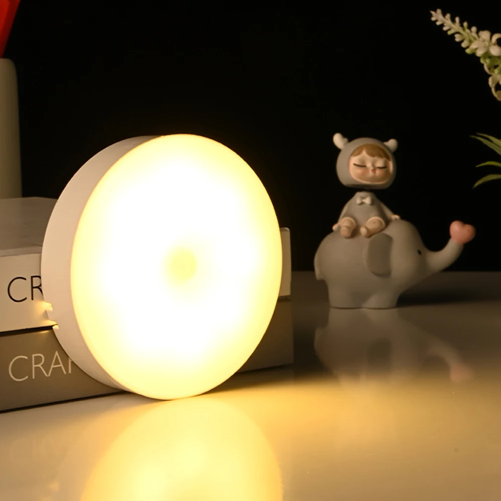 8LED Motion Sensor Night Light, USB Rechargeable Human Body Induction Lamp for Bedroom Bedside Cabinet