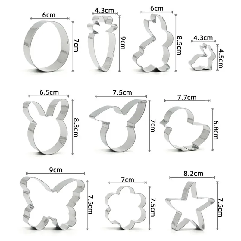 Variety Styles Stainless Steel Easter Biscuit Cutter Easter Rabbit Eggs Carrot Cookie Mold Kitchenware Cookie Cutter Baking Tool
