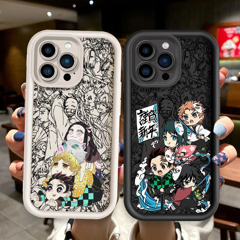 D-Demons S-Slayer Cartoon Cute For Apple iPhone 15 14 13 12 Pro Max Mini 11 XS X XR 8 7 6 Plus Eye Ladder Cover Capa Fundas