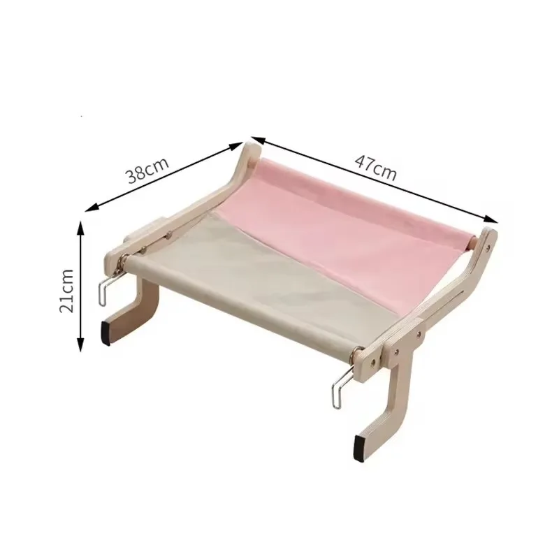 Cotton Canvas Pet Hammock Nest with Multi-Layer Plywood Frame, Wooden Hanging Bed for Cats, Easy to Maintain