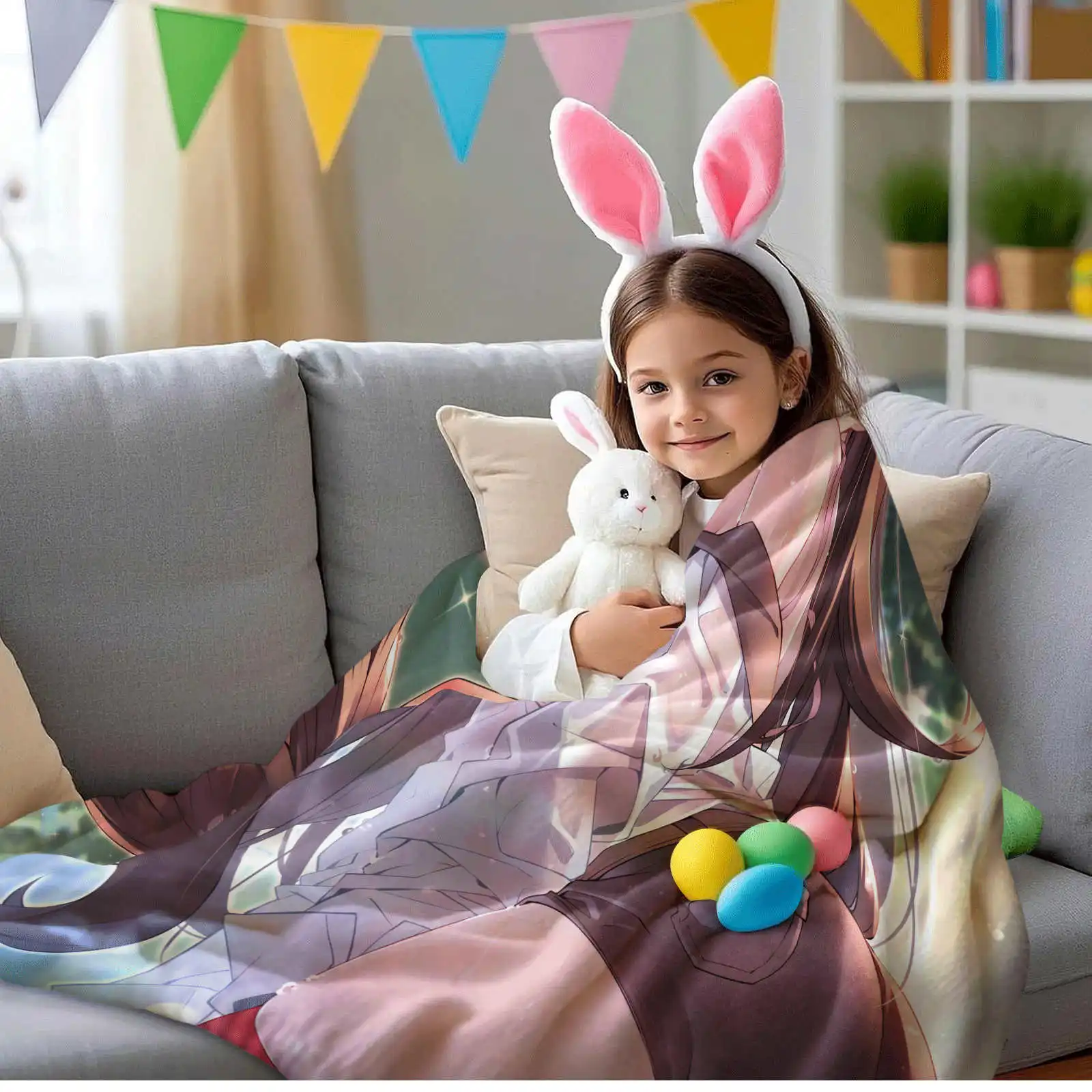 Genshin Impact Amber Anime Soft Plush Blanket,Flannel Blanket Throw Blanket for Living Room Bedroom Bed Sofa Picnic Cover Kid