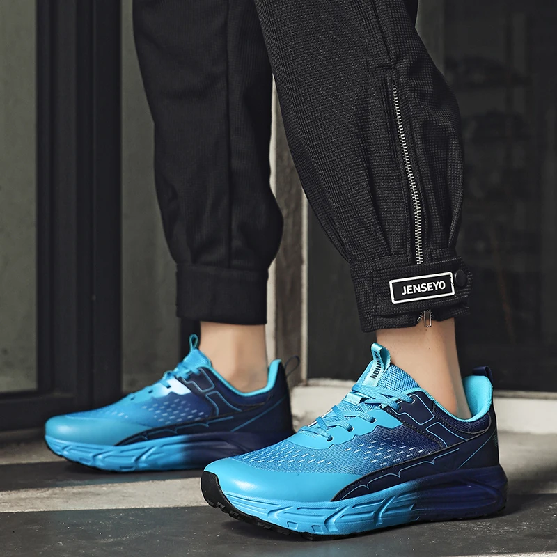 Men Running Shoes Breathable Thick Cushion Sole Sneakers Lightweight Non-slip Athletic Footwear for Outdoor Sports Daily Workout