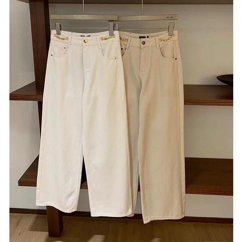 

High Waist Wide Leg Jeans Loose Straight Casual Slimming Floor-Length Trousers Comfortable Loose Fit High Waist Denim Jeans