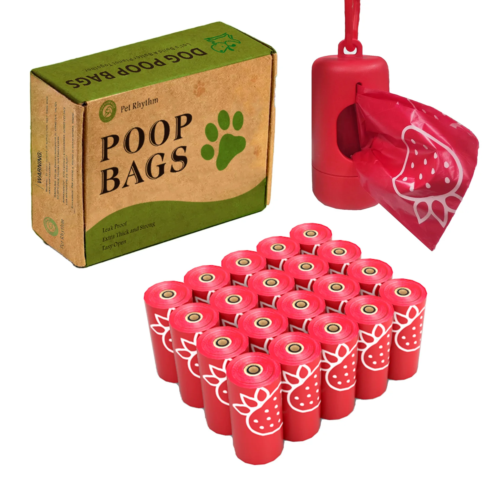 Photodegradable thickened dog poop bag strawberry fragrance environmentally friendly pet feces garbage bag with distribution