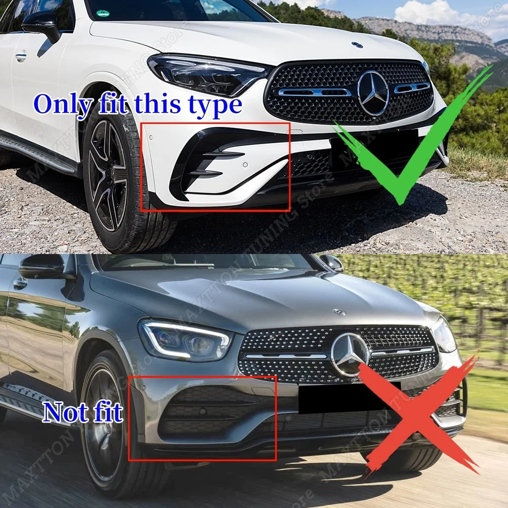 Czarny błyszczący przedni zderzak samochodowy Splitter boczny Spoiler atrapa wylotu powietrza dla Mercedes Benz GLC klasy X254 GLC260 GLC300 AMG 2023 + — zdjęcie 4