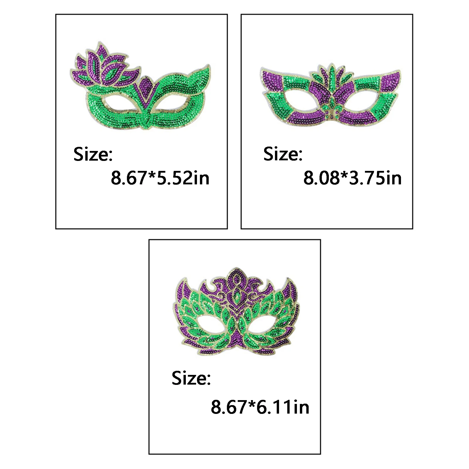 Nowa Trójkolorowa Maska z Cekinami na Pół Twarzy na Maskarady i Karnawały, Maska na Pół Twarzy na Imprezę Kostiumową, Maska na Bal Maskowy