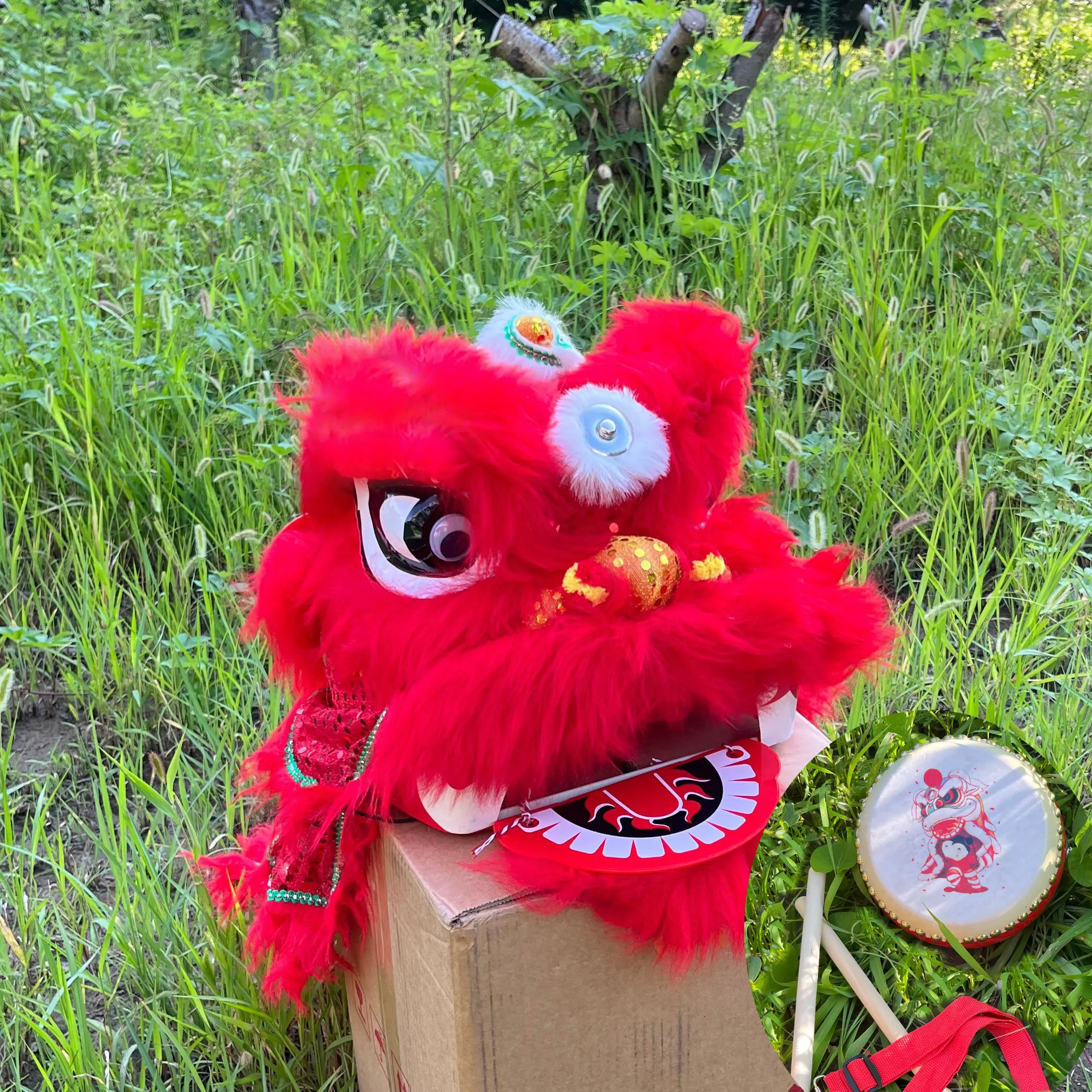 

2-5 Age 12inch Lion Dance Drum Costume Royal Cosplay Child Props Stage Christmas Outdoor Party Festival Parade Event Play