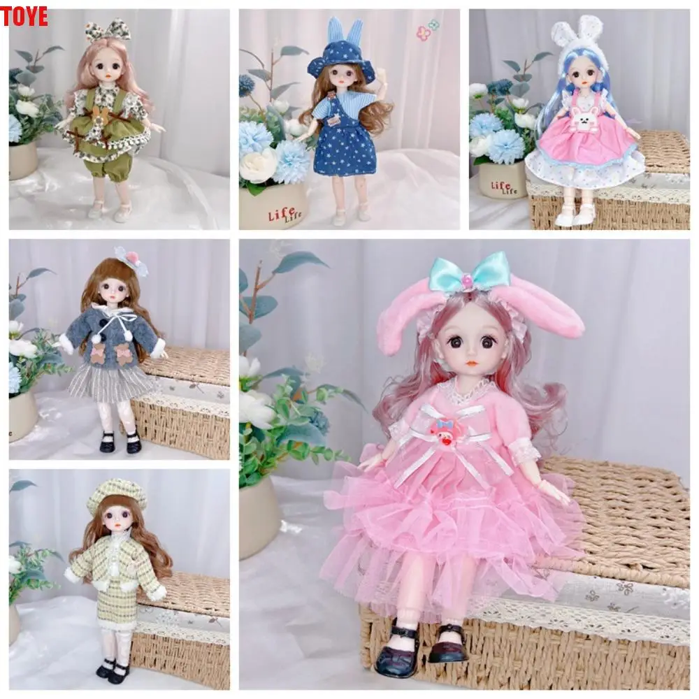 

20 Joints 1/8 30CM BJD Doll 3D Simulation Eyes Multi-joint Doll Cute BJD Doll Princess Doll Pink Blue Fashion Clothes BJD Doll
