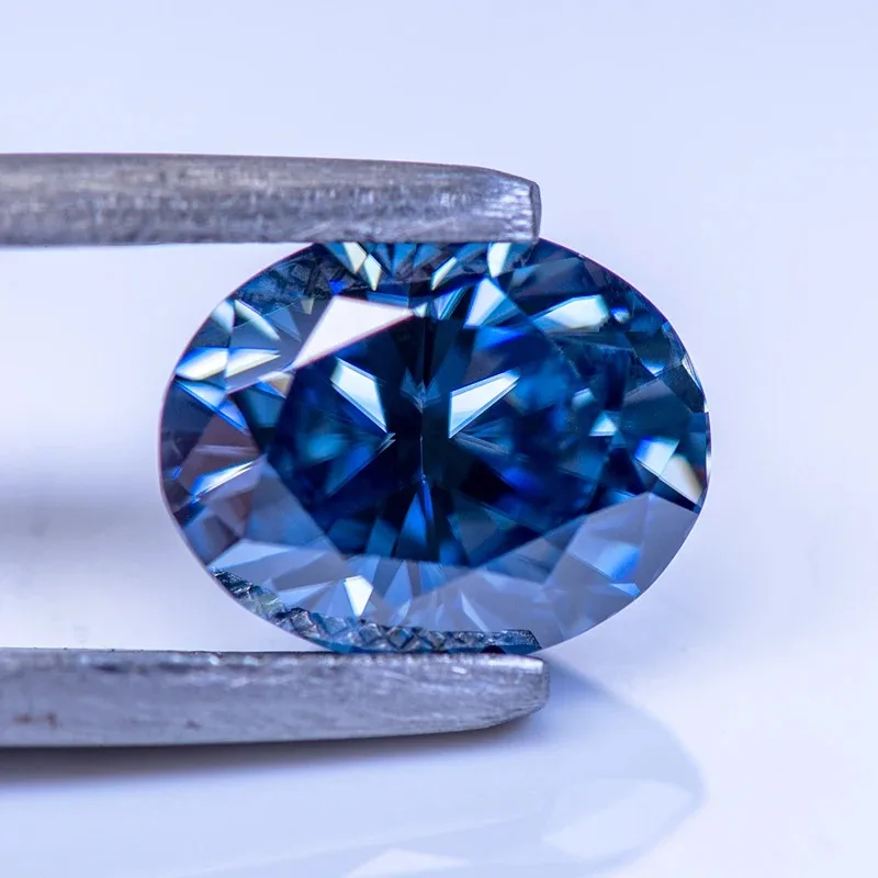 Moissanite Stone Primary Color Royal Blue Oval Cut GRA Certificate Lab Grown Gemstone for DIY Advanced Jewelry Making Materials