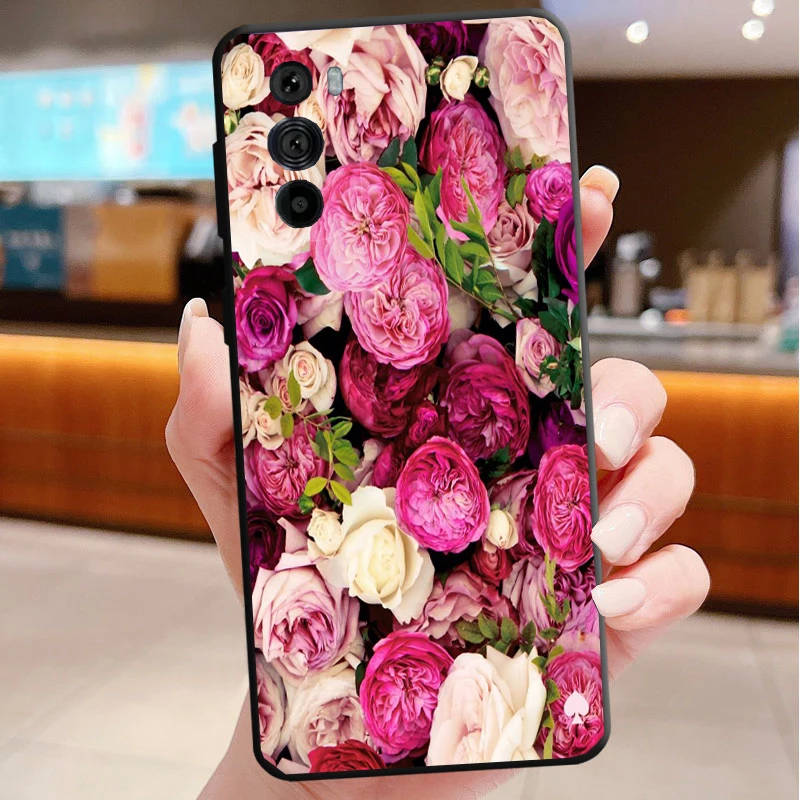 

Phone Case For Motorola Edge 50 40 Pro 60 50 40 30 Ultra Neo Fusion Moto G85 G72 G53 G54 G84 G13 G32 Peony Flower