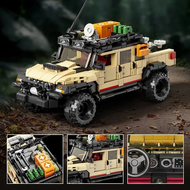 1632PCS Set van 3 Dinosaur Park Klassieke Off Road Voertuig Bouwstenen Set Technische Touris Bus Auto Bakstenen Jongens Kinderen speelgoed Gift