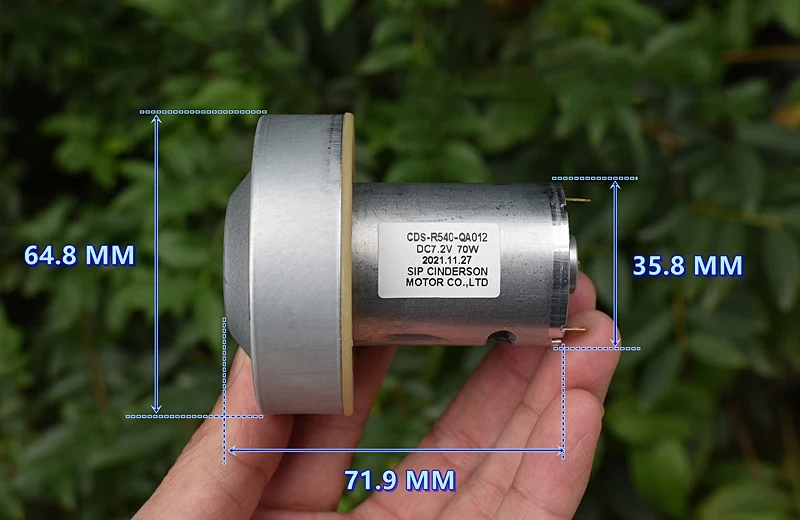 RS-540 elektryczny ostrze silnik wentylatora DC 7.2V 70W szybki odkurzacz silne ssanie ręczny urządzenie do czyszczenia domu