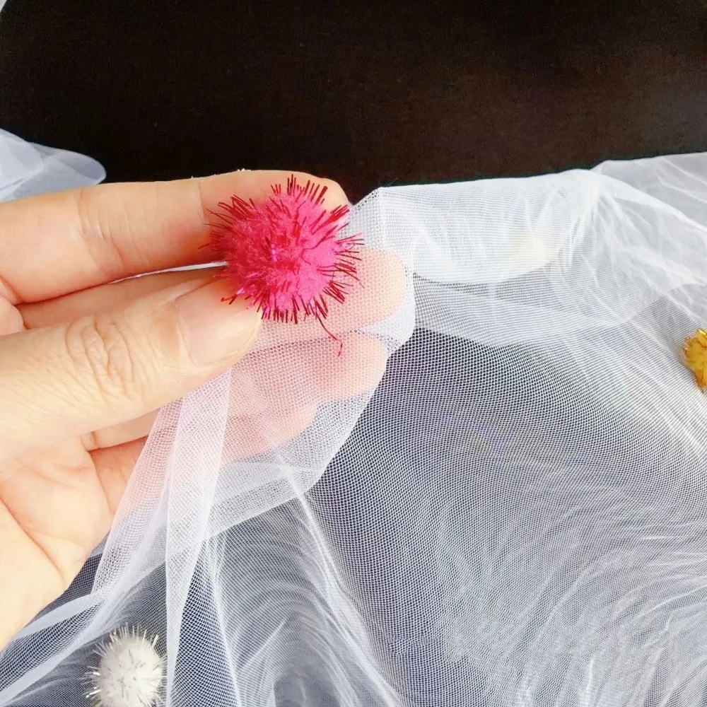 Table Flag 3D Pom-Poms Tablecloth Handmade Romantic Tulle Table Runner Decorative Colorful Table Cover Room Decor