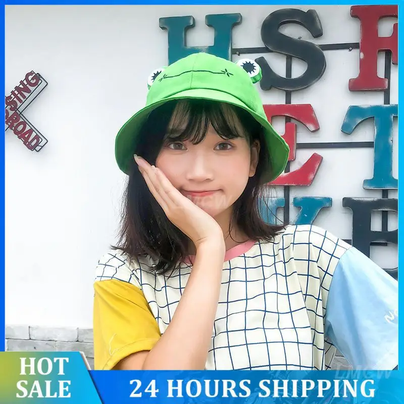 Summer Cotton Cute Frog Bucket Hat Men Women Outdoor Foldable Fisherman Hat