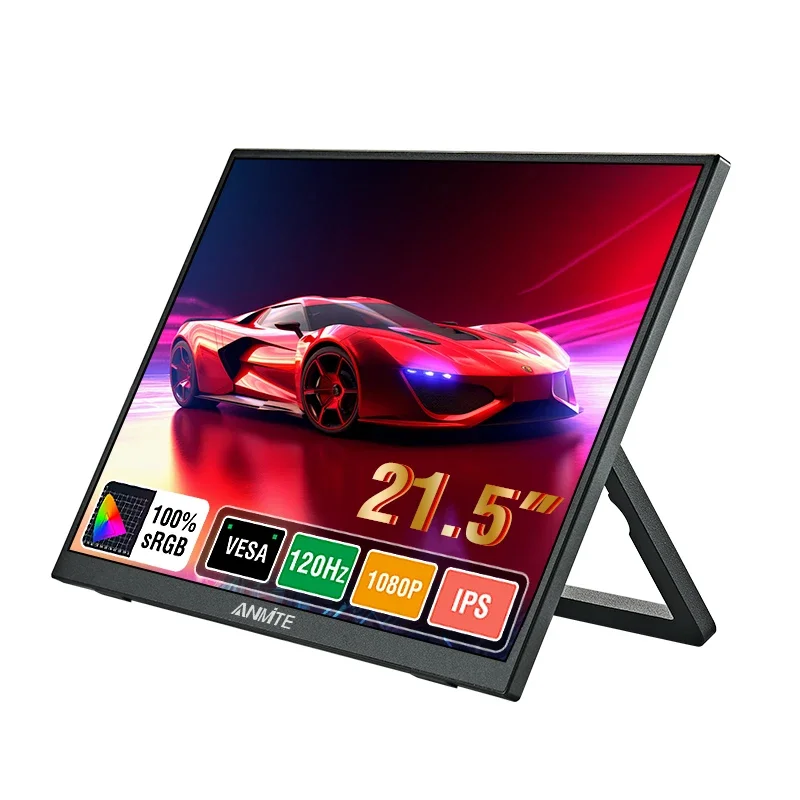 Monitor portátil Anmite de 21,5 pulgadas, 120Hz, RGB100%, con orificio VESA y soporte trasero, pantalla extendida para ordenador portátil, pantalla HDR ADS-IPS
