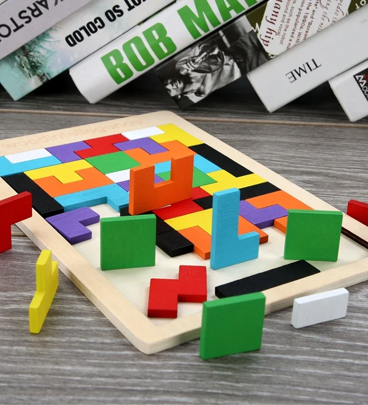 

3D Wooden Russia Puzzle Baby Early Education Color Shape Game Children Thinking Logic Square Toy Puzzle For Kids Christmas Gifts