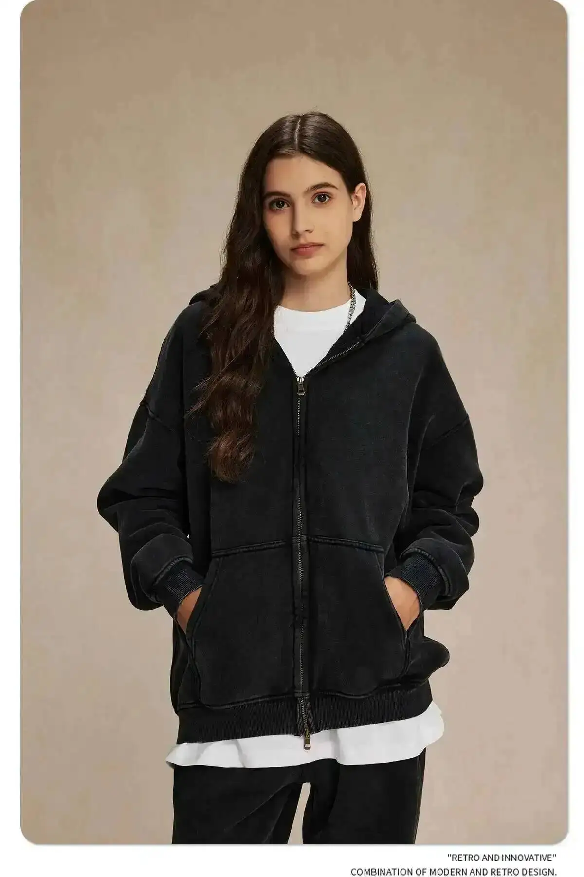 IEFB Men's Wear Wax Printing Vintage Male Hoodies Oversized Loose Zipper Water Washed Plush Sweatshirt Trendy New 9C9349 20 Scdce081cfd4b432b9b6c78328c2c193a7