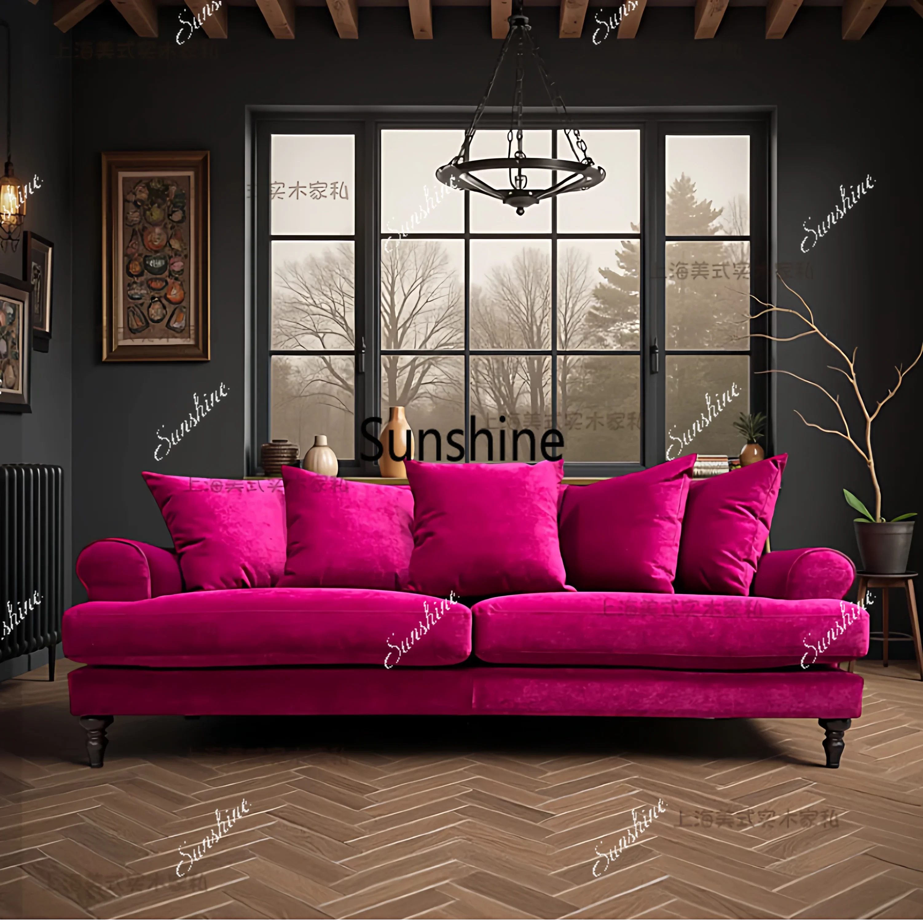 YFrench retro, velvet cloth, high back sofa, hotel beauty salon, living room furniture