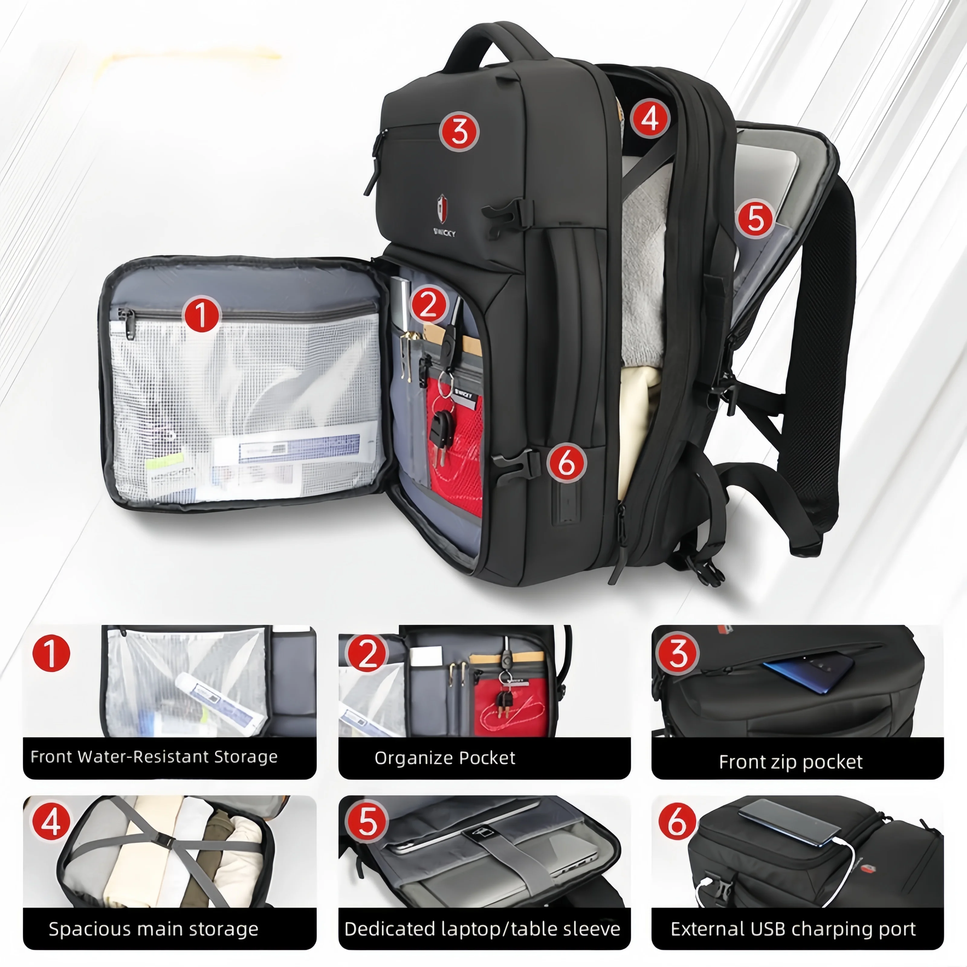 Business Commuting Backpack Fashion Style Large Capacity Travel Laptop Backpack Multifunctional Computer Bag