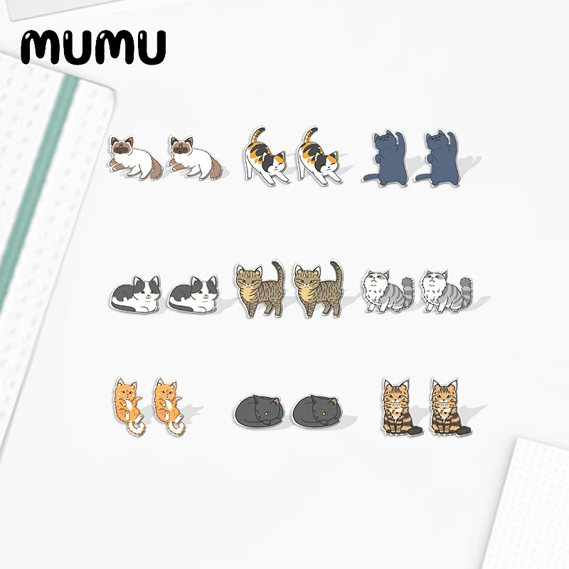 2022 New Ragdoll Cat Acrylic Stud Earring Australian Mist Cat Art Earrings Resin Epoxy Jewelry Gifts Friend