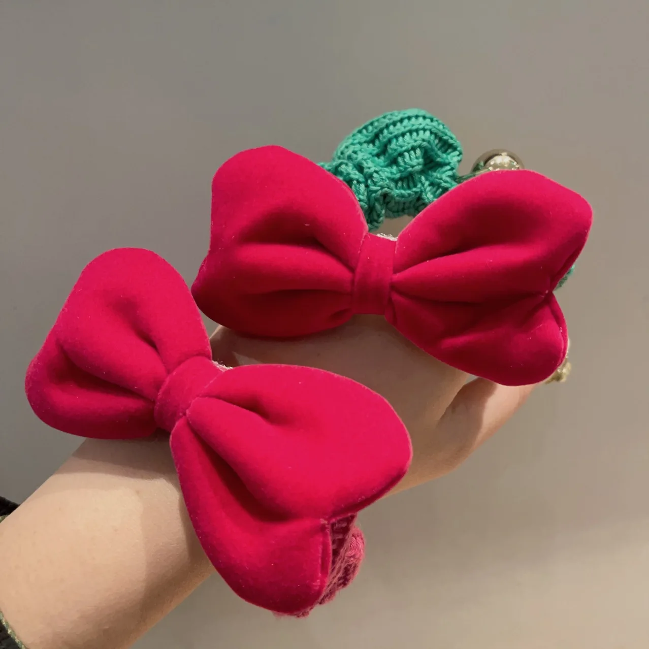 Rose Pink Red Knitted Elastic Hair Bands for Women 2024 Summer New Lovely Bright Pink Color Hair Accessories Winter Scrunchies