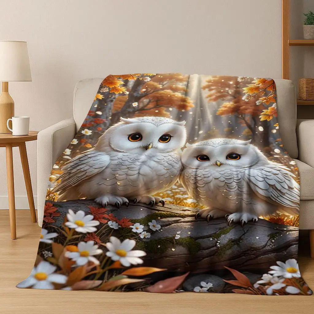 

Mysterious Colorful Owl Cartoon Birds Kawaii Flannel Blanket,Cozy Soft Throw Blanket for Home Bedroom Bed Sofa Cover Kids Gift
