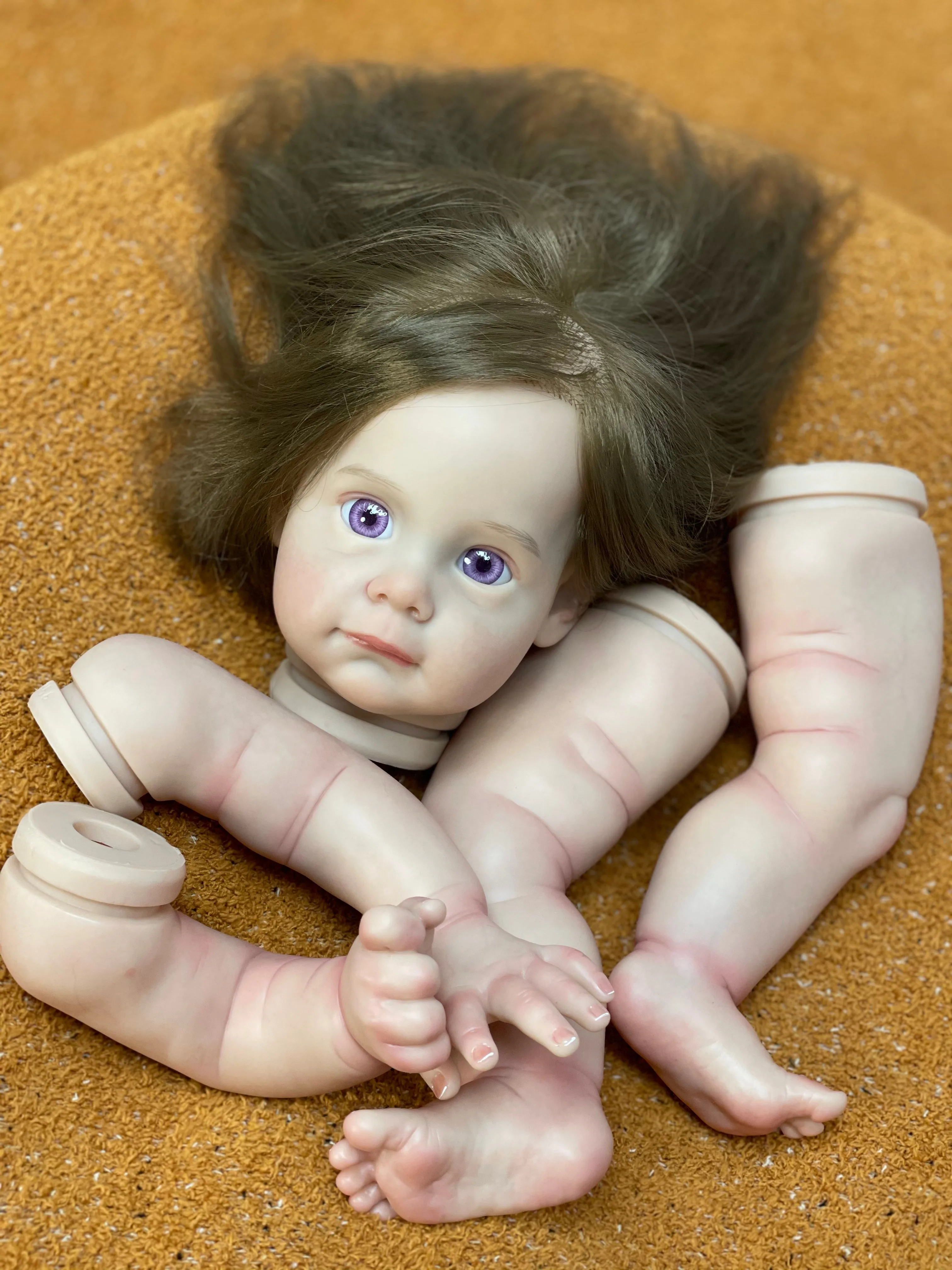 

22 Inch Handmade Bebe Reborn Doll Kits 3D Painted Skin With Hand-Rooted Hair Unassembly Bebe Reborn Doll