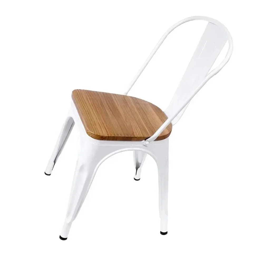

For Industrial Cheap Simple Design Stackable Restaurant Cafe Chaise Wooden Iron Metal Dining Cadeira Tolix Chair With Wood